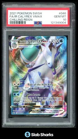 2021 POKEMON SW&SH CHILLING REIGN #046/198 ICE RIDER CALYREX VMAX RARE PSA 10 - Image 1