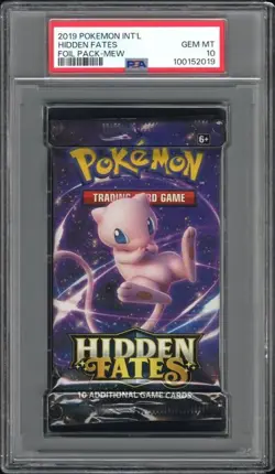2019 Pokemon INT'L Hidden Fates Foil Booster Pack Mew Art PSA 10 POP 178 - Image 1