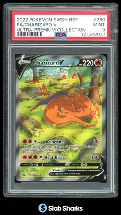 2022 POKEMON SWSH BLACK STAR PROMOS #SWSH260 CHARIZARD V ULTRA-PREMIUM PSA 9 - Image 1
