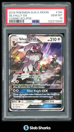 2019 POKEMON SUN & MOON COSMIC ECLIPSE #184/236 SILVALLY GX PSA 10 - Image 1