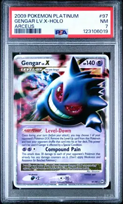 2009 POKEMON PLATINUM ARCEUS #97 GENGAR LV.X-HOLO PSA 7 - Image 1