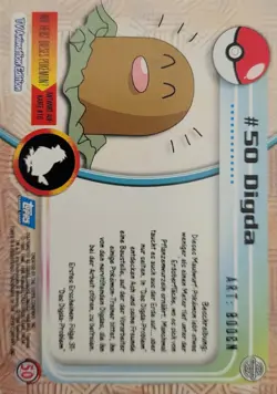 *GERMAN* 1999 Topps Pokemon Blue Logo TV Animation Edition Digda #50 (Diglett) - Image 2