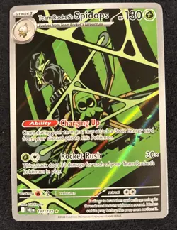 Pokemon TCG Destined Rivals Team Rockets Spidops Illustration Rare Card 187/182 - Image 1