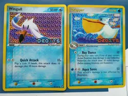 Pokemon Cards Ex Deoxys Wingull 81/107 & Pelipper 21/107 Reverse Holo Stamped - Image 1