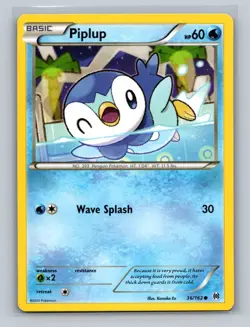 2x Piplup 36/162 1x Reverse Holo & 1x Regular XY Breakthrough Pokemon Cards - Image 1