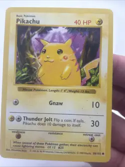 Pikachu Red Cheeks Shadowless 58/102 Base Set 1999 Pokemon TCG Card LP - Image 1