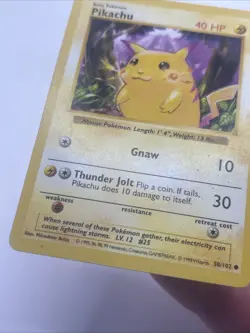 Pikachu Red Cheeks Shadowless 58/102 Base Set 1999 Pokemon TCG Card LP - Image 2