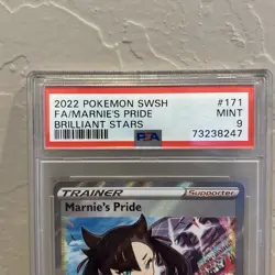 PSA 9 MARNIE'S PRIDE 171/172 FULL ART TRAINER BRILLIANT STARS POKEMON CARD - Image 3