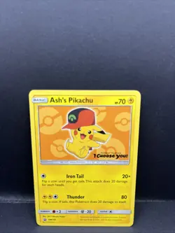 Ash's Pikachu SM110 Stamp Promo Card Regular Pokemon TCG - Image 1