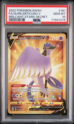 PSA 10 Gem Mint Galarian Articuno V 181/172 Secret Rare Pokemon Card - Image 1