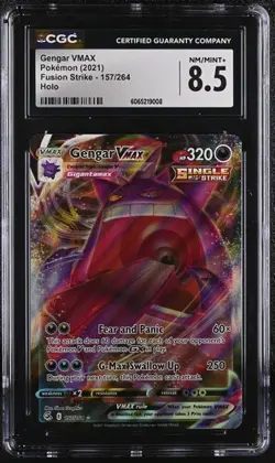 👻👻 CGC 8.5 Gengar VMAX 157/264 Swsh08 Fusion Strike Holo Pokemon Card - Image 1