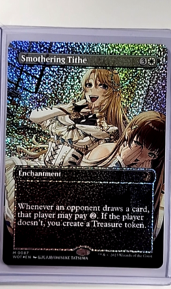 MTG Magic The Gathering WOT Anime Borderless Confetti Foil #87 Smothering Tithe - Image 1