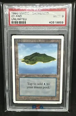 Mtg Unlimited Island Blue PSA 9 Mint - Image 1