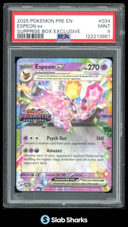 2025 POKEMON PRE EN #034/131 ESPEON EX SURPRISE BOX EXCLUSIVE PSA 9 - Image 1