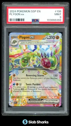 2024 POKEMON SV SURGING SPARKS - SSP EN #106/191 FLYGON EX PSA 9 - Image 1