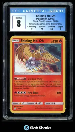 2017 POKEMON SM BLACK STAR PROMOS SHINING LEGENDS ETB #SM70 SHINING HO-OH CGC 8 - Image 1
