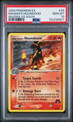 2004 POKEMON EX TEAM MAGMA VS TEAM AQUA 34 TEAM MAGMA'S HOUNDOOM PSA GEM MINT 10 - Image 1