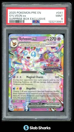 2025 POKEMON PRE EN #041/131 SYLVEON EX SURPRISE BOX EXCLUSIVE PSA 9 - Image 1