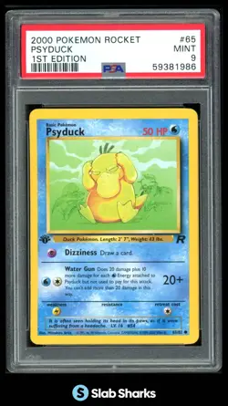 2000 POKEMON TEAM ROCKET FIRST EDITION #65/82 PSYDUCK PSA 9 - Image 1