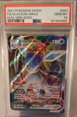 Glaceon VMAX Full Art 2021 Pokemon SWSH Evolving Skies #041 FA GEM MINT PSA 10 - Image 1