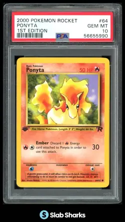 2000 POKEMON TEAM ROCKET FIRST EDITION #64/82 PONYTA PSA 10 - Image 1