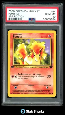 2000 POKEMON TEAM ROCKET FIRST EDITION #64/82 PONYTA PSA 10 - Image 1