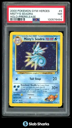2000 POKEMON GYM HEROES #9/132 MISTY'S SEADRA HOLO PRERELEASE PSA 7 - Image 1