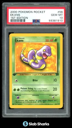 2000 POKEMON TEAM ROCKET FIRST EDITION #56/82 EKANS PSA 10 - Image 1