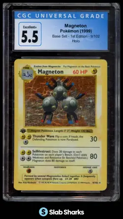 1999 POKEMON BASE SET 1ST EDITION #9/102 MAGNETON HOLO CGC 5.5 - Image 1