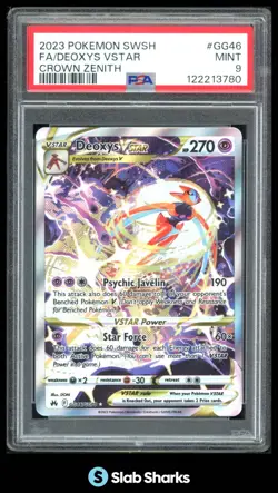 2023 POKEMON CROWN ZENITH GG46/GG70 DEOXYS VSTAR FULL ART GALARIAN GALLERY PSA 9 - Image 1