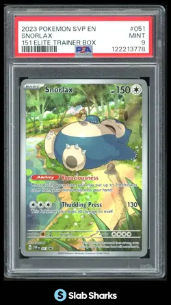 2023 POKEMON SV BLACK STAR PROMOS - SVP EN #051 SNORLAX 151 ETB PSA 9 - Image 1