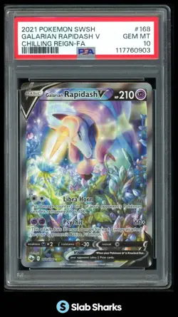 2021 POKEMON SWORD & SHIELD CHILLING REIGN #168/198 GALARIAN RAPIDASH V PSA 10 - Image 1