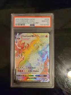 2020 Pokemon SWSH FA/Charizard VMAX Champions Path Secret Psa 10 - Image 1