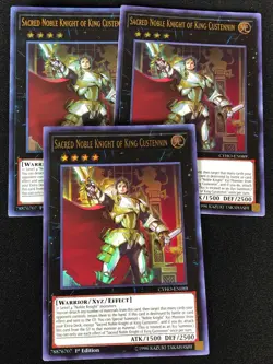 YUGIOH SACRED NOBLE KNIGHT OF KING CUSTENNIN CYHO-EN089 1ST ULTRA X3 (NM) - Image 1