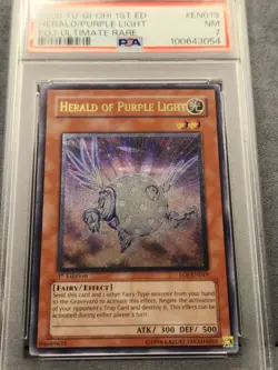 2006 YUGIOH EOJ-EN019 HERALD OF PURPLE LIGHT 1ST ULTIMATE RARE NEAR MINT PSA 7 - Image 1