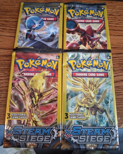 4 Different Art Work 2016 XY Steam Siege 3 Card Dollar Store Booster Packs - Image 1