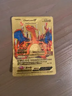 Pokemon Charizard V 508hp Gold Foil Fan Art Collector Card TCG - Image 1