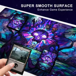 MTG Playmat TCG Card Game Mat Non-Slip Rubber Stitched Edge Swamp 24x14 - Image 3