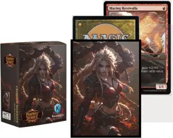 100 MTG Card Sleeves with 100 Inner Sleeves, Textured Back Crimson Warrior - Image 2