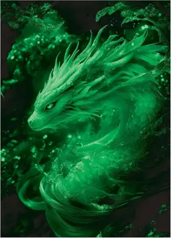 100 MTG Card Sleeves with 100 Inner Sleeves, Textured Back Power Green Dragon - Image 1