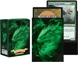 100 MTG Card Sleeves with 100 Inner Sleeves, Textured Back Power Green Dragon - Image 2