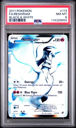 2011 POKEMON BLACK WHITE RESHIRAM #113 FULL ART PSA 7 NM #114326659 - Image 1