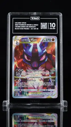 Pokemon 2023 LUCARIO VSTAR #SWSH291 Black Star Promo Alt Art UR -TAG 10 Gem Mint - Image 3