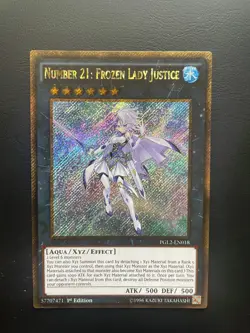 Yugioh Number 21: Frozen Lady Justice PGL2-EN018 Gold Secret Rare 1st Edition NM - Image 1