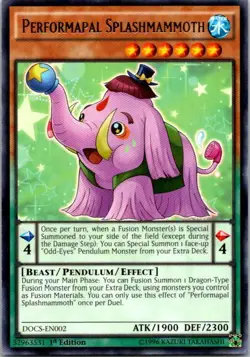 Performapal Splashmammoth DOCS-EN002 Yu-Gi-Oh! Card Light Play 1st Edition - Image 1