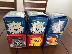 Lot of SIX Gold Plated VINTAGE POKEMON Trading Cards in Pokeballs 1999 w Boxes - Image 2