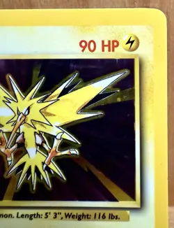 Zapdos Pokemon Base Set Holo Rare Unlimited Card #16/102 Pokemon TCG Vintage LP - Image 4