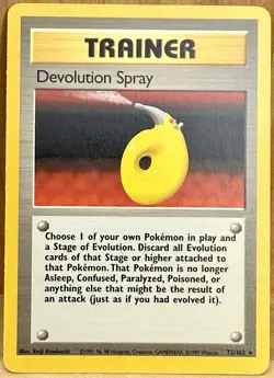Devolution Spray Pokemon TCG Base Set Trainer Card 72/102 Unlimited Rare LP - Image 1