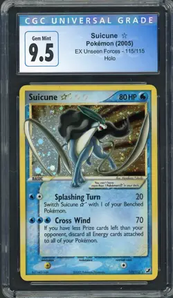 CGC 9.5 Suicune (Gold Star) EX Unseen Forces 115/115 Holo Pokemon Card B28 - Image 1