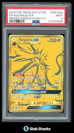 2019 POKEMON BLACK STAR PROMOS SM104A SOLGALEO GX FULL ART HIDDEN FATES PC PSA 9 - Image 1